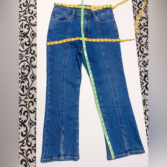 nwt MICHAEL Michael Kors Selma Cropped Flare High Rise Jeans Medium Indigo 4 - Picture 6 of 15